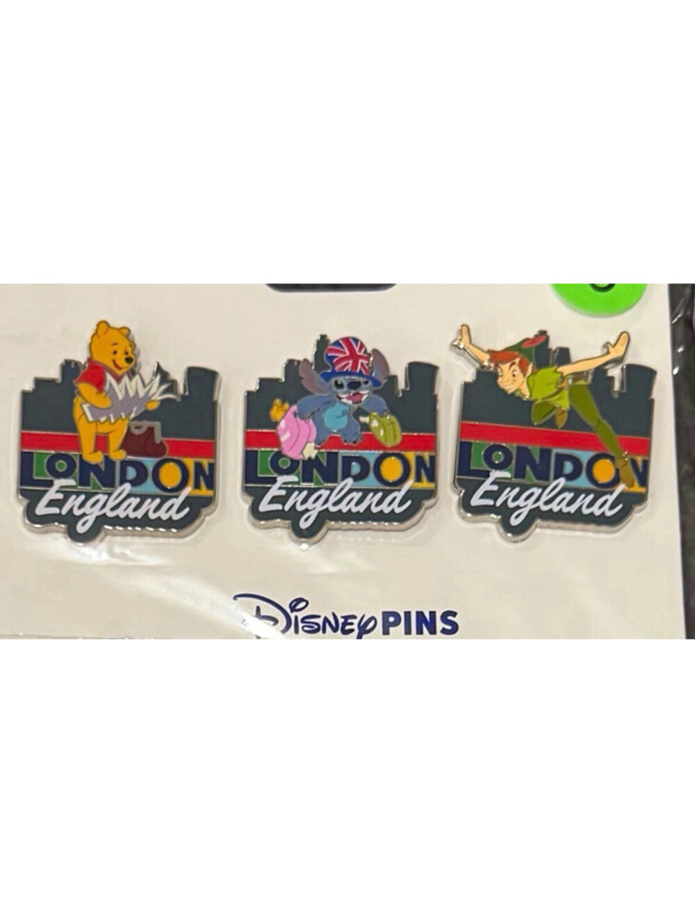 2026 UK Disney Store Winnie The Pooh Peter Pan & Stitch London England 3 Pin Set